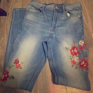 Express high rise floral embroidered jeans